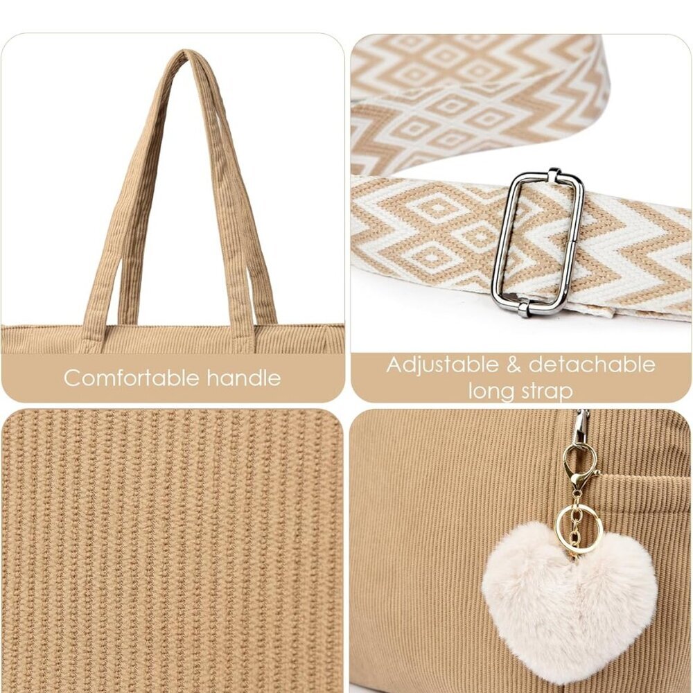 Elegant Black Corduroy Tote Bag - Spacious And Fu… - image 5